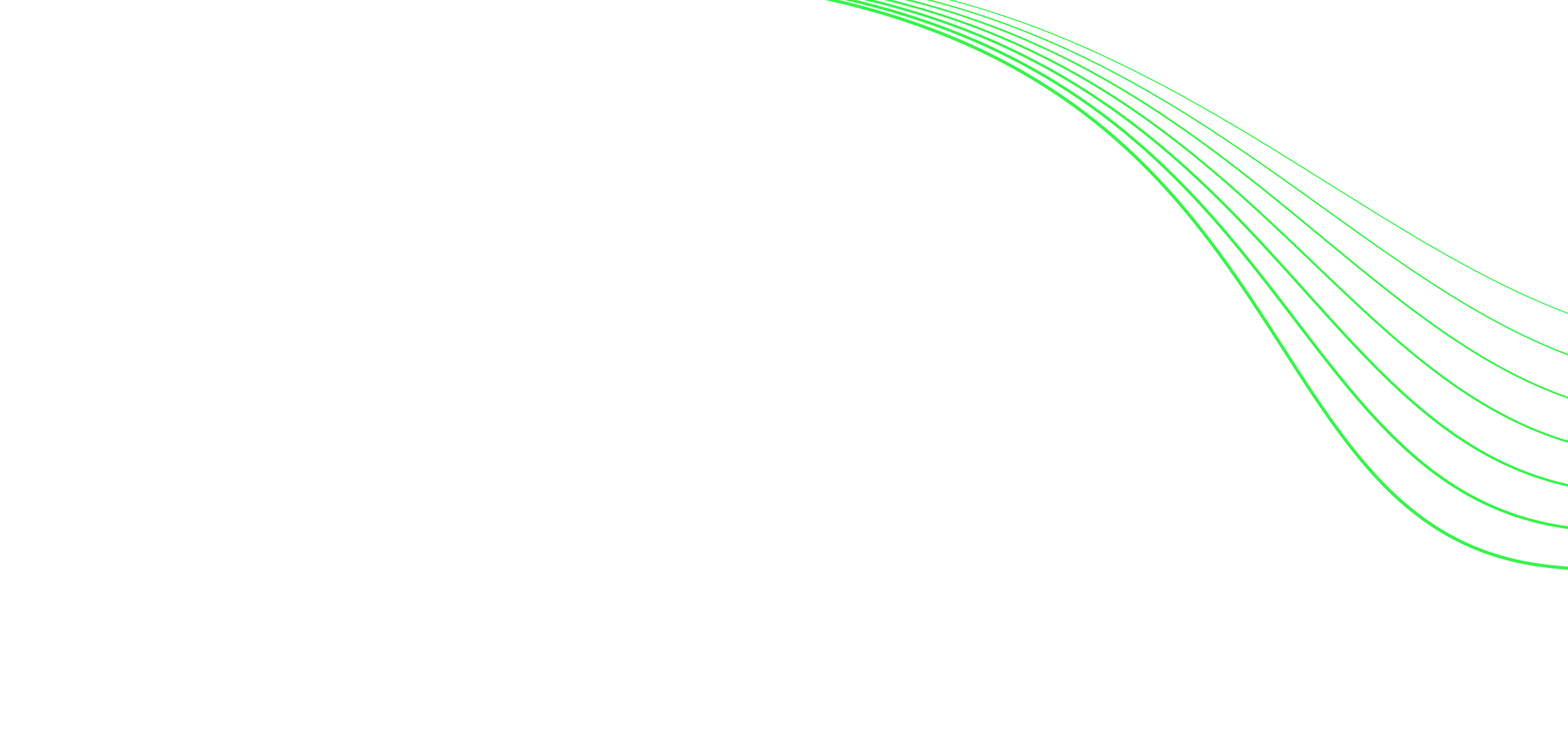 Curved parallel green lines on a black background form a mesmerizing wave pattern, thinning and spreading out toward the lower right corner—focus keyphrase not set.