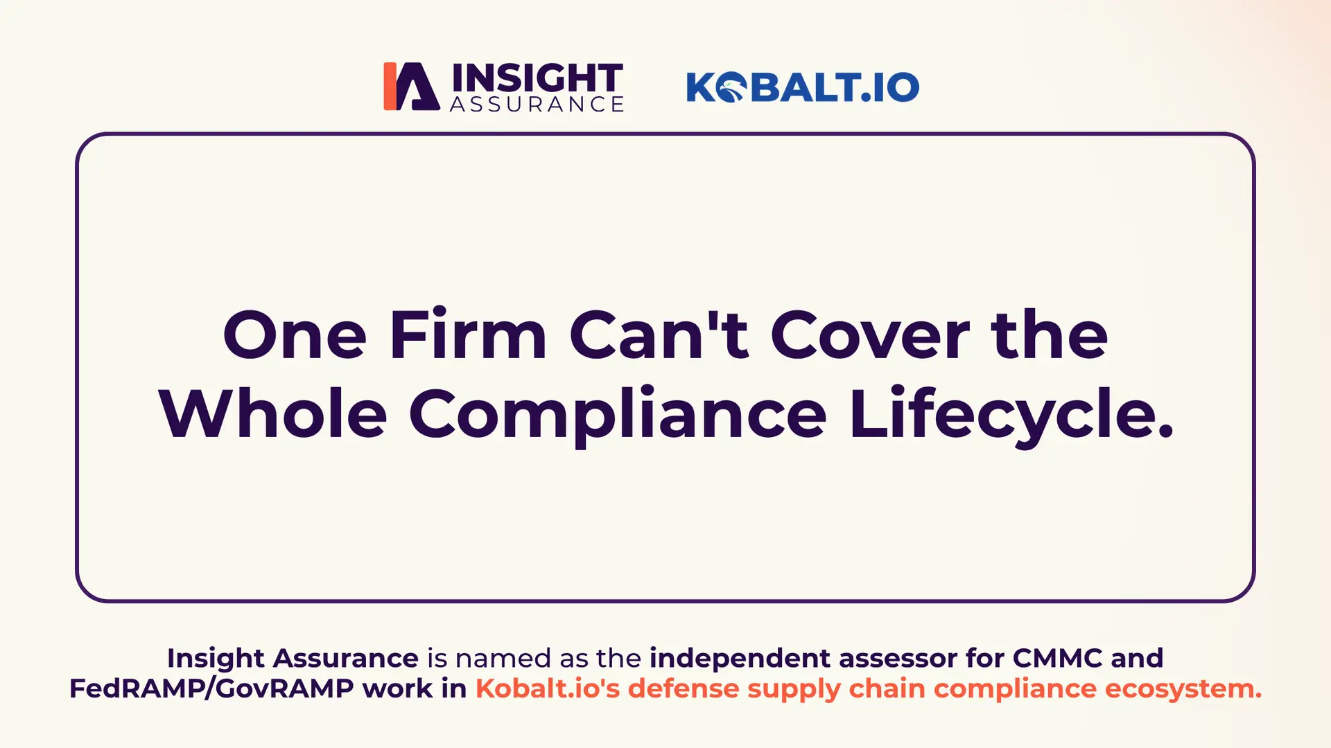 One Firm Can't Cover the Whole Compliance Lifecycle.